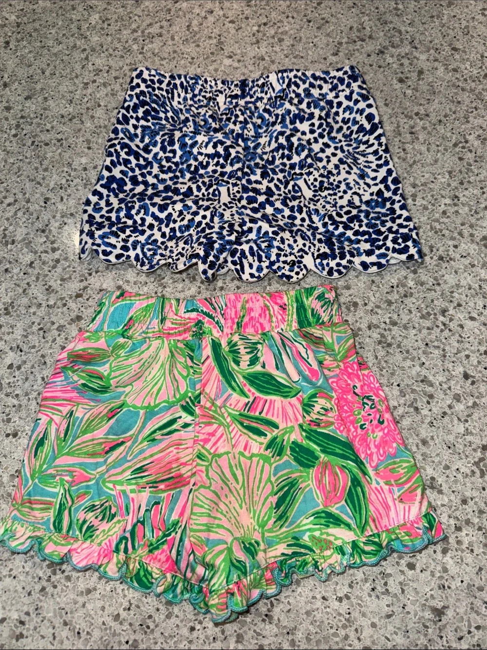 Lilly Pulitzer Scallop Ruffle Shorts - Blue Leopard & Pink Tropical